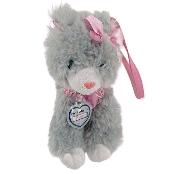 Other - Girl’s Gray Fluffy Cat Kitten Pink Sequin Bling Zip Top Cute Purse Handbag